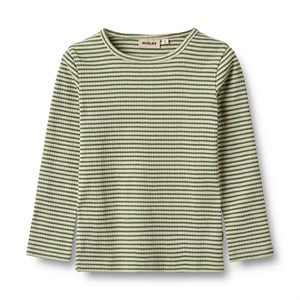 Wheat - T-shirt Stig LS, Elm Green Stripe